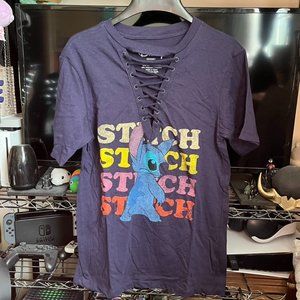 Small Navy Blue DISNEY Stitch Lace-Up T-Shirt